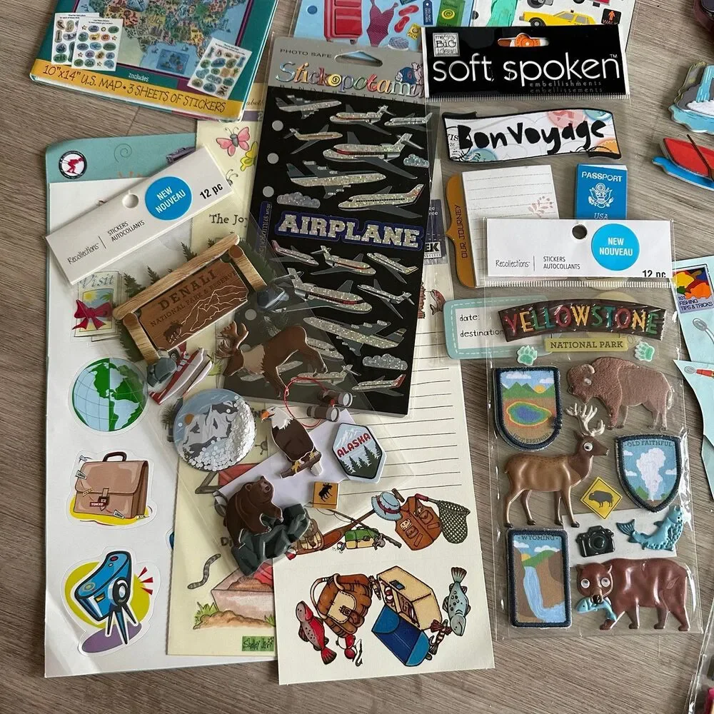 Travel & Outdoors Themed Stickers - Large Lot - for Scrapbook Crafts Collection